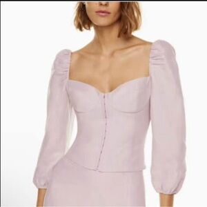 Aritzia Wilfred Muse lavender linen ladies blouse size small